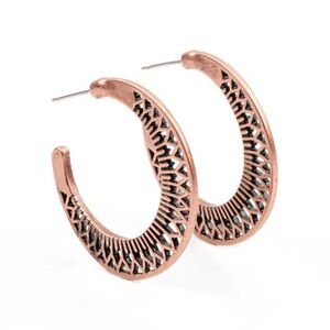 Brown Filigree Hoop Earrings with Intricate Cutout Design